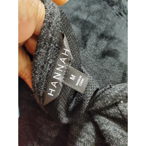 Hannah Women Solid Gray Polyester Round Neck Long Sleeve Casual Top Shirt Size M - Picture 10 of 12